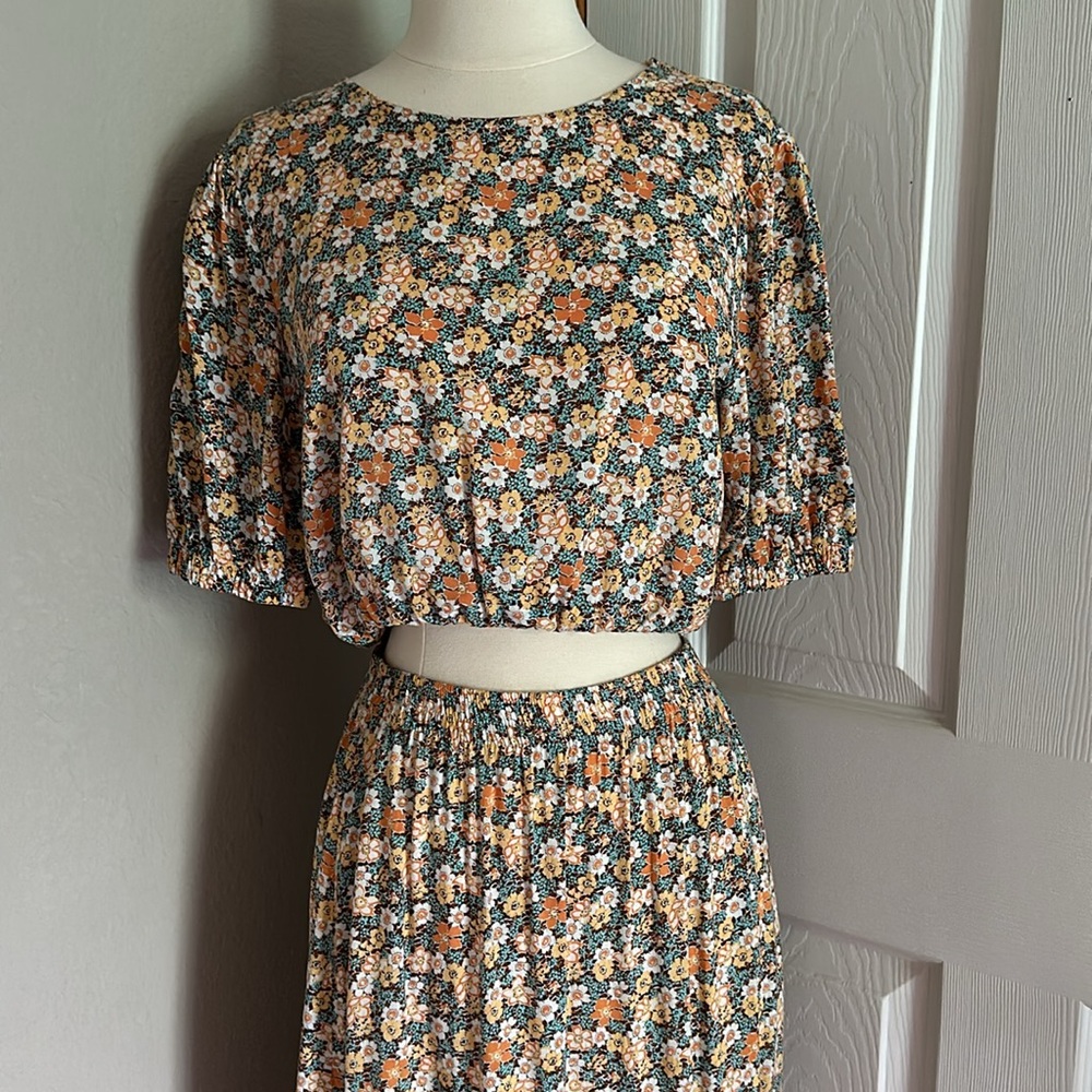 Rhythm 70s Floral 2 Piece Skirt/Top Set US S/AUS 6 - Picture 4 of 16